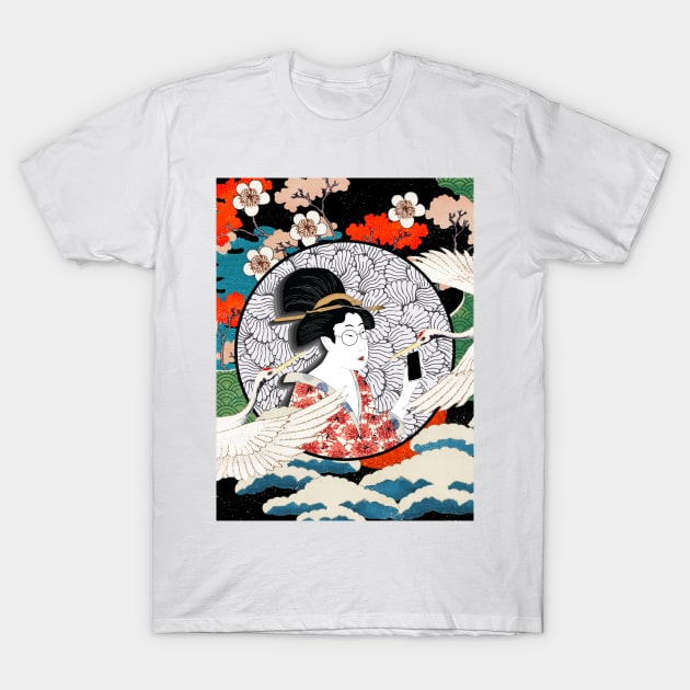 Smartphone new life Japanese traditional woman T-Shirt by LaartStudio